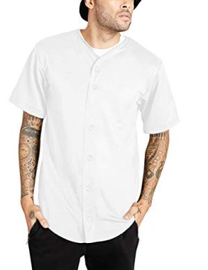Mens Premium Baseball Button Down Jersey Shirt Short Sleeve Athletic Sports Tee