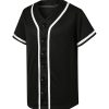 5 Pack Mens Plain Blank Baseball Jersey Button Down Shirts Short Sleeve Hipster Hip Hop Sports Team Uniform