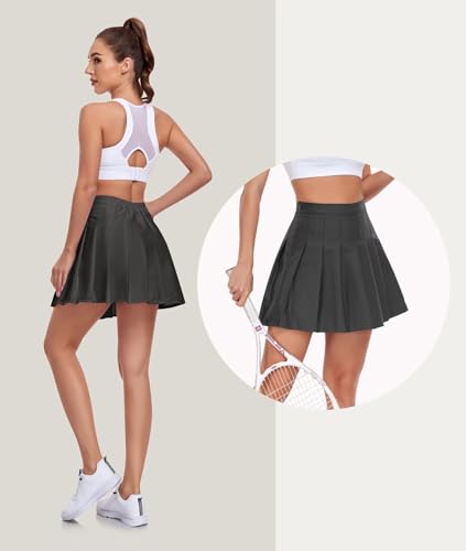 Womens Girls Pleated Tennis Skirts High Waisted A-line Skirt School Uniform Athletic Golf Skorts with Shorts,2T-4XL