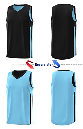 Men's Blank Reversible Basketball Jersey Team Uniform Athletic Hip Hop Basketball Shirts S-4XL