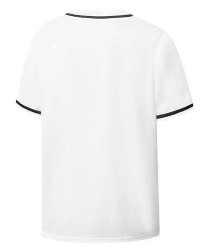 Mens Button Down Plain Baseball Jersey, Blank Softball Team Uniform, Hip Hop Hipster Short Sleeve Active Shirts