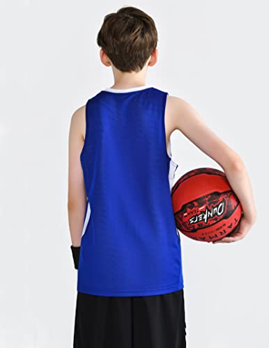 10 Pack Youth Boys Reversible Mesh Performance Athletic Basketball Jerseys Blank Team Uniforms for Sports Scrimmage Bulk