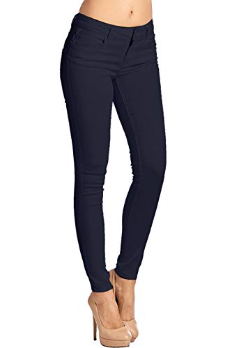 Women's Stretchy 5 Pocket Skinny Color Uniform Pants