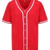 Mens Button Down Plain Baseball Jersey, Blank Softball Team Uniform, Hip Hop Hipster Short Sleeve Active Shirts