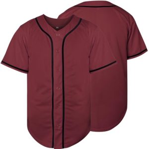 Blank Baseball Jersey, Short Sleeve Plain Jersey Shirt Sports Hip Hop for Men Women(X-Large, Claret)