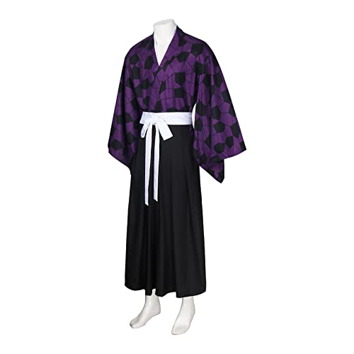 Anime Demon Kokushibou Cosplay Costume Kimono Outfits Uniform Set for Men Boys Halloween Party
