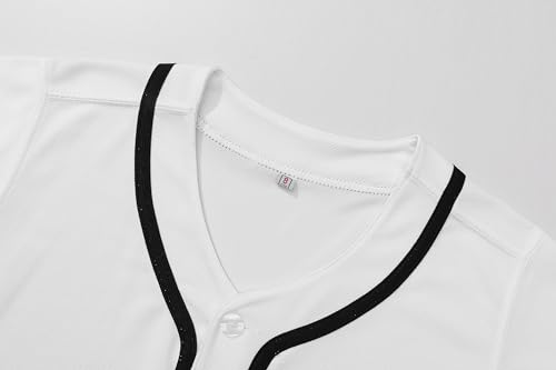 Youth Button Down Plain Baseball Jersey, Blank Softball Team Uniform, Hip Hop Hipster Short Sleeve Active Shirts