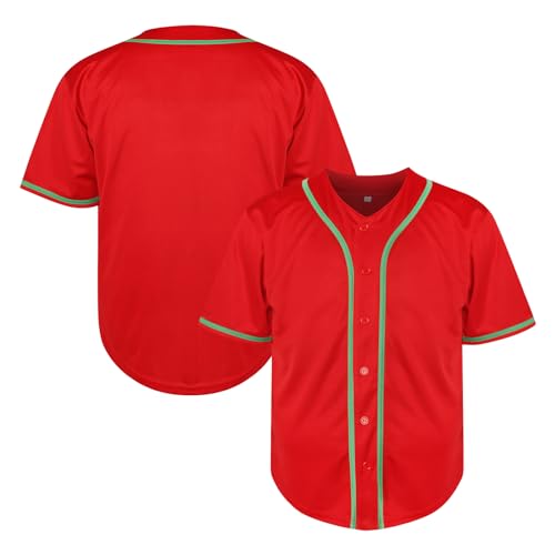 Men's Baseball Jersey Blank Softball Jersey Casual Short Sleeve Button Down T-Shirt