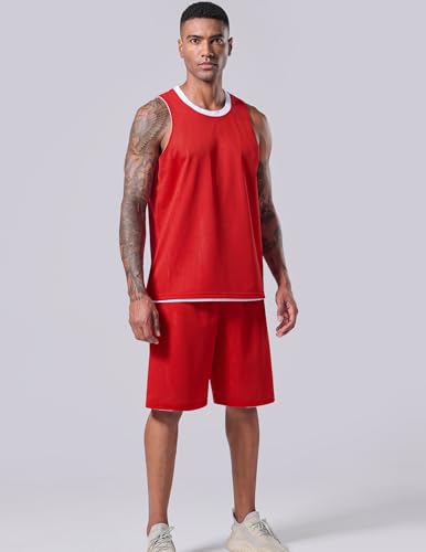 1 Set of Men's Reversible Basketball Jersey and Shorts, Double-Sided Custom Athletic Uniforms for Team Sports Practice