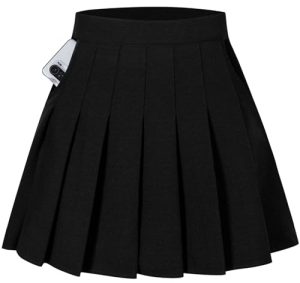 Women Girls Pleated Skirts with Shorts, Elastic Waist Uniform Plus Size Tennis Casual Skirt, 2 Years - US 4XL