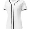 Womens Button Down Baseball Jersey, Blank Softball Team Uniform, Hip Hop Hipster Short Sleeve Active Shirts