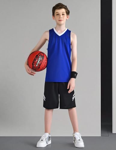 10 Pack Youth Boys Reversible Mesh Performance Athletic Basketball Jerseys Blank Team Uniforms for Sports Scrimmage Bulk