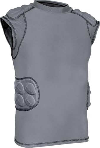 Defender Adult Padded Football Shirt - Football Rib Protector with Shoulder & Spine Football Pads, 5-Pad Football Compression