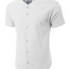 Mens Premium Baseball Button Down Jersey Shirt Short Sleeve Athletic Sports Tee