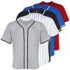 Mens Baseball Jersey Blank Plain Button Down Shirts Short Sleeve Hip Hop Hipster Active Team Sports Uniforms S-XXXL