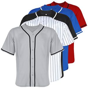 Mens Baseball Jersey Blank Plain Button Down Shirts Short Sleeve Hip Hop Hipster Active Team Sports Uniforms S-XXXL