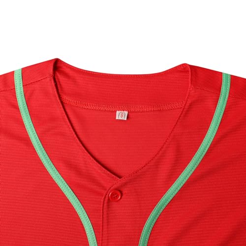 Men's Baseball Jersey Blank Softball Jersey Casual Short Sleeve Button Down T-Shirt