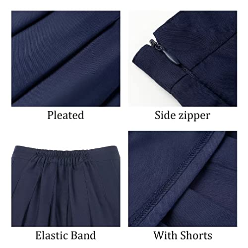 410HRKE9-KL.jpg Pleated Mini Skirt High Waisted Tennis Skirts Skorts for Women Girls School Uniform Dress Cheer Skirt with Shorts,2T-4XL
