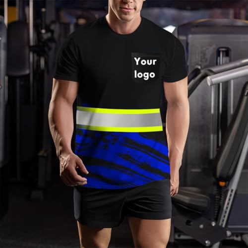 Hi-Vis Safety Shirts Customize Your Logo US Flag Team Work Uniform with 4 Inches Reflective Strips