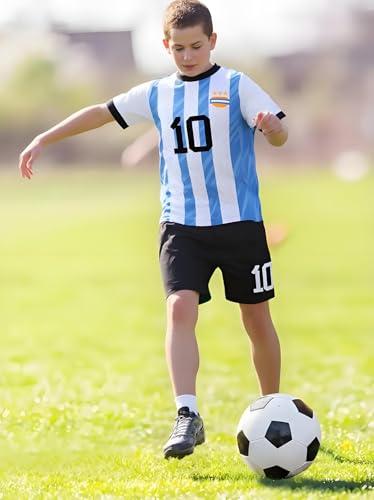 Boys' Soccer Jersey Youth Football Uniform Sports Shirt Kit for Kids Age 4-14,Soccer Birthday Gift
