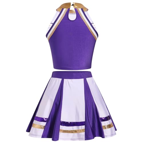 Cheerleader Costume for Women Girls Cheer Outfit Adult Cheerleading Uniform Tank Tops + Pleated Skirt 2pcs Set