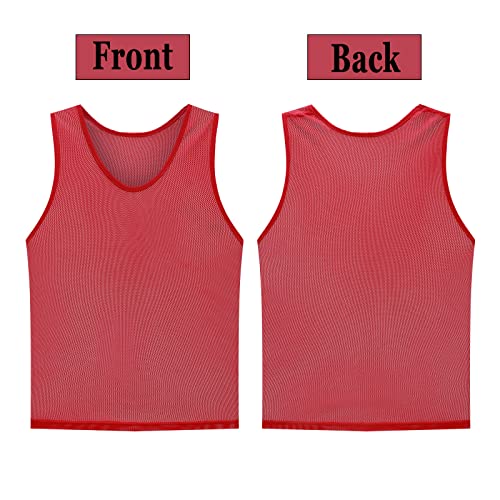 12 Pack Scrimmage Vest/Team Training Jerseys/Sports Pinnies/Practice Jerseys/Soccer Bibs with Carry Bag