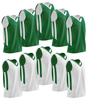 10-Pack Men's Reversible Custom Basketball Jerseys, Plain Mesh Athletic Sleeveless Shirts Blank Team Uniforms Set