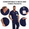 Scrub Tops for Men - V-Neck Scrubs with 3 Pocket Men's Overalls, for Nurse, Dentist, Vets, Team