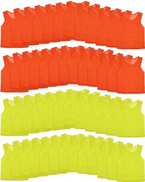 50 Pack Pinnies Bulk Scrimmage Vests Lightweight Youth Scrimmage Vests Team Soccer Basketball Jersey Pinnies for Sport