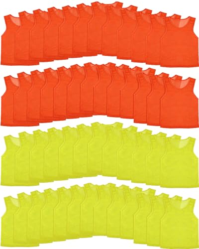 50 Pack Pinnies Bulk Scrimmage Vests Lightweight Youth Scrimmage Vests Team Soccer Basketball Jersey Pinnies for Sport