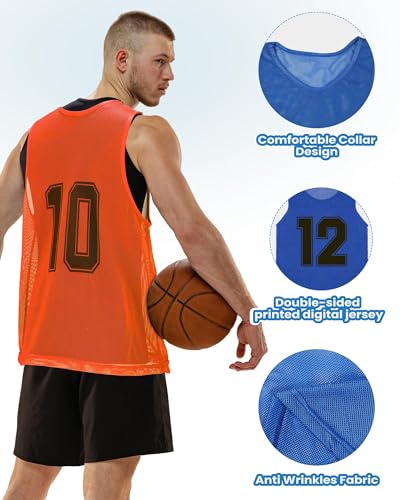 48 Pcs Pinnies for Sports Double Soccer Penny Soccer Pinnies Scrimmage Vests Mesh Basketball Team Practice Jersey