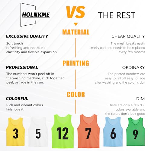 Numbered Soccer Pinnies Scrimmage Vest Soccer Bibs Sports Pennies Team Training Practice Vest for Adult Youth(12 pcs)