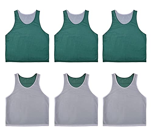 6 PCS Reversible Pinnies Basketball Soccer Training Vest Double Sided Mesh Jerseys for Adult