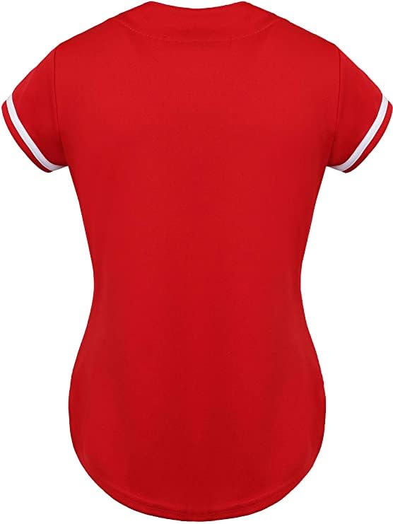Women’s Baseball Jersey Shirt – Button Down Short Sleeve Team Uniform Top for Sports, Events, or Casual Wear