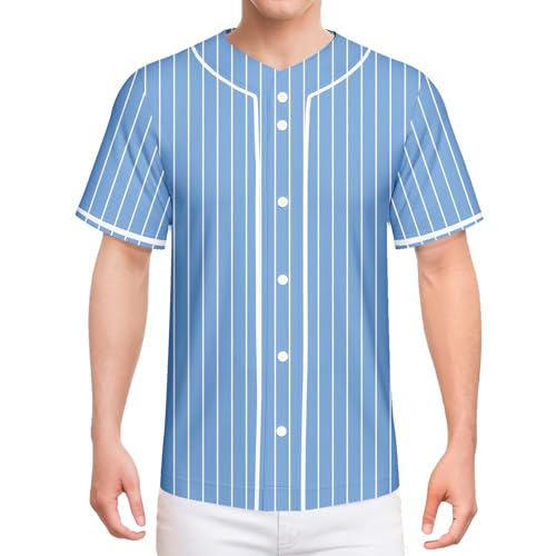 Men Baseball Jersey Solid Shirts Plain Casual Button Down Short Sleeves T-Shirt Sports Uniform S-2XL