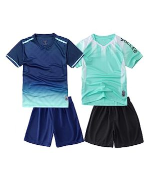 Boys 2-Pack Jersey Soccer Knit Set Sport Team Uniform Shirt and Shorts