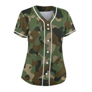 Men Baseball Jersey Solid Shirts Plain Casual Button Down Short Sleeves T-Shirt Sports Uniform S-2XL