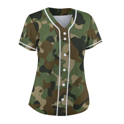 Men Baseball Jersey Solid Shirts Plain Casual Button Down Short Sleeves T-Shirt Sports Uniform S-2XL