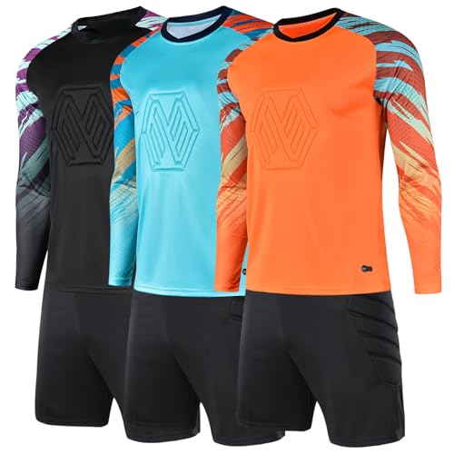 Soccer Goalie Jersey and Shorts Set for Boys,Long Sleeve Goalie Uniform Kit for Kids and Youth