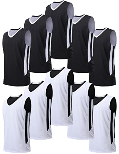 41ABD1I6G9L.jpg 10 Pack Youth Boys Reversible Mesh Performance Athletic Basketball Jerseys Blank Team Uniforms for Sports Scrimmage Bulk