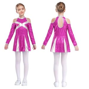 Kids Girls Cheer Leader Costume Halloween Cosplay Outfits Cheerleading Dance Dress Team Uniform