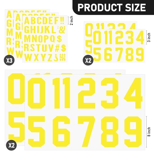 190 Pcs Iron on Letters Iron on Numbers Alphabets Fabric Stickers 8 Inch and 3 Inch Number Patches 2'' Heat Transfer Letters for