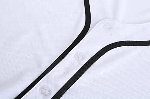 Mens Button Down Plain Baseball Jersey, Blank Softball Team Uniform, Hip Hop Hipster Short Sleeve Active Shirts