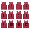 12 Pack（1-12） Numbered Pinnies/Scrimmage Vest/Team Practice Jerseys for Basketball, Soccer, Football