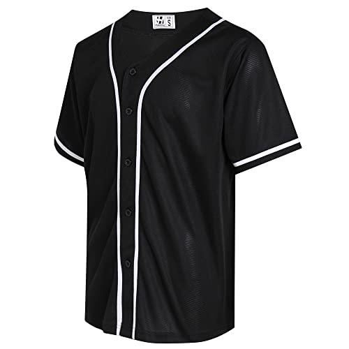 Blank Baseball Jersey for Men Women Full Button Up Short Sleeves Shirts Hip Hop Hipster Sports Uniforms