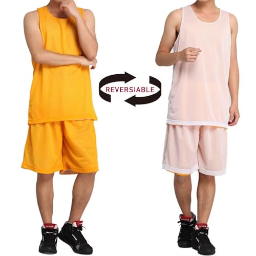 Men's Reversible Basketball Jersey Uniform Suit Blank Mensh Jersey Team Custom Basketball Shirts and Shorts