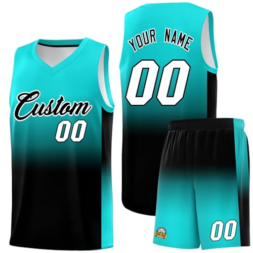 Personalized Gradient Basketball Jersey Shorts Printed Team Jersey with Name Number for Men Youth Basketball Uniform