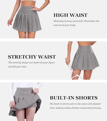 Women Pleated Skirt Tennis Golf Skorts with Lining Shorts Athletic Pleated Skirts for Women
