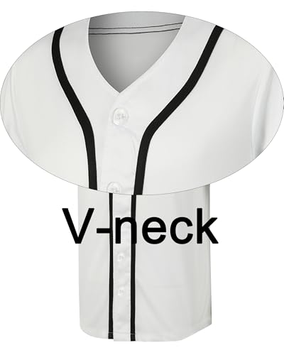 5 Pack Mens Plain Blank Baseball Jersey Button Down Shirts Short Sleeve Hipster Hip Hop Sports Team Uniform