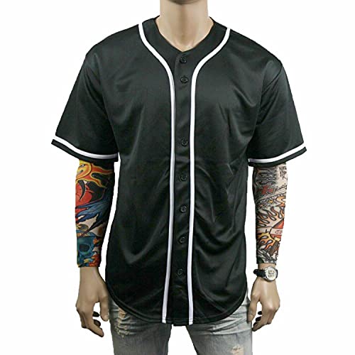 Black Custom Baseball Jersey for Men Full Button Mesh Embroidered Team Name & Numbers S-8XL
